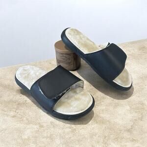 New-I-Slides Men’s Size 11 Black Sherpa Lined Sandals Faux Fur Comfort Slides